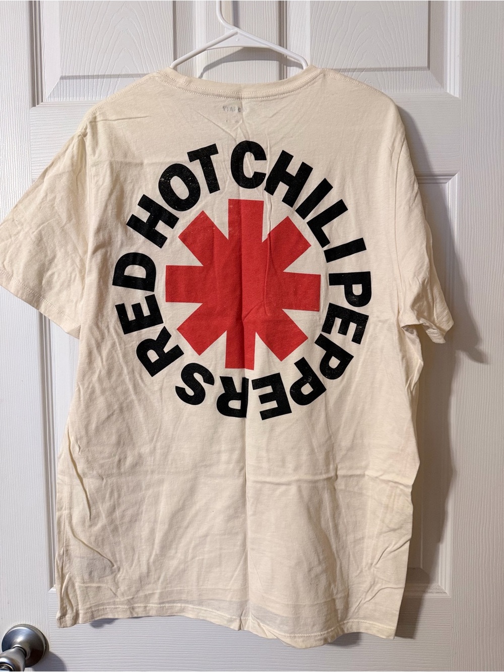 Old Navy Red Hot Chili Peppers Graphic Tee - Cream with Red & Black Logo XL
